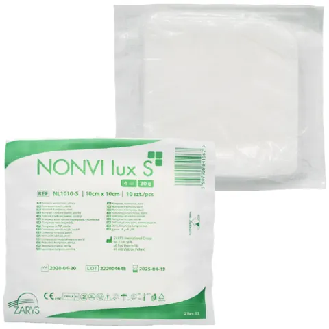 NONVI lux S kompresy włókninowe jałowe 10x10 cm - 10 szt. | REF: NL1010-S