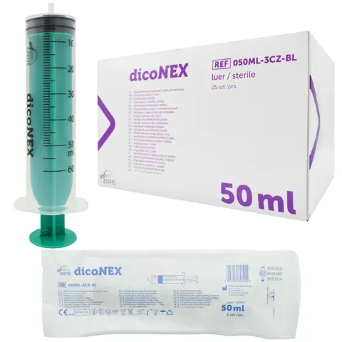 dicoNEX Strzykawka 3-częściowa luer 50ml - 25 szt.