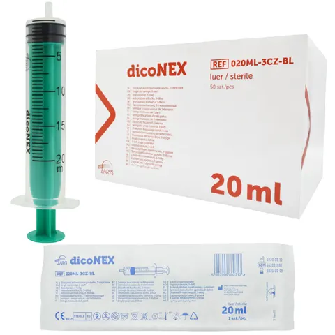 dicoNEX Strzykawka 3-częściowa luer 20ml - 50 szt.