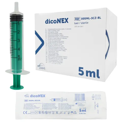 dicoNEX Strzykawka 3-częściowa luer 5ml - 100 szt.