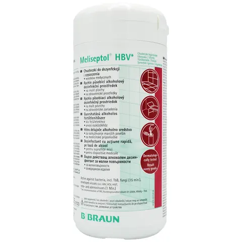 Meliseptol® HBV Chusteczki do dezynfekcji powierzchni PUSZKA 100 szt.