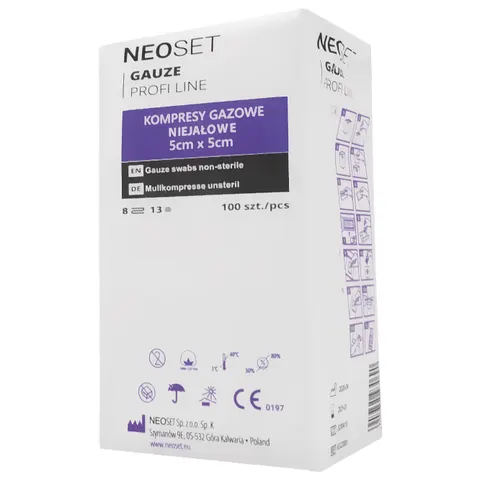 Kompresy gazowe niejałowe 5x5 cm NEOSET PROFI LINE - 100 szt.