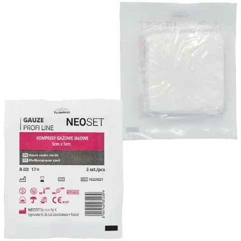 Kompresy gazowe jałowe 5x5 cm NEOSET PROFI LINE - 3 szt.