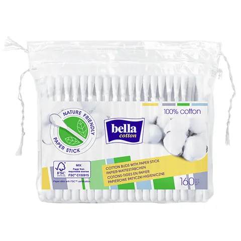 Papierowe patyczki higieniczne Bella Cotton FOLIA - 160 szt.