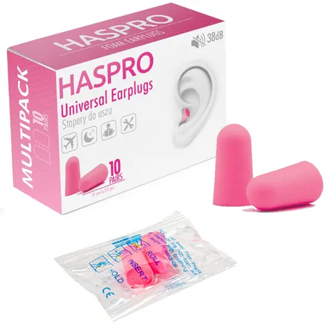 Stopery zatyczki do uszu HASPRO różowe - 10 par