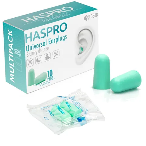 Stopery zatyczki do uszu HASPRO zielone - 10 par
