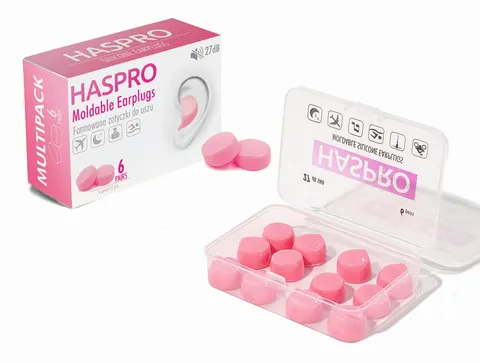 Stopery zatyczki do uszu formowane HASPRO różowe - 6 par