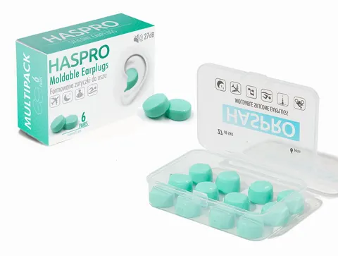 Stopery zatyczki do uszu formowane HASPRO zielone - 6 par