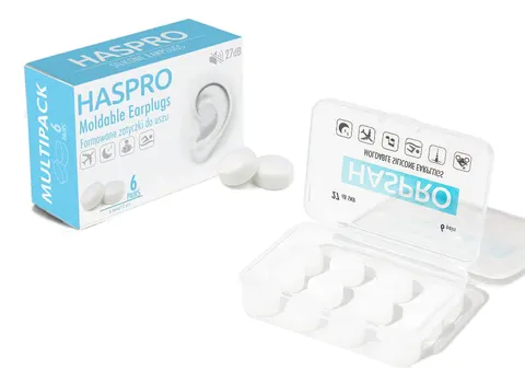 Stopery zatyczki do uszu formowane HASPRO białe - 6 par