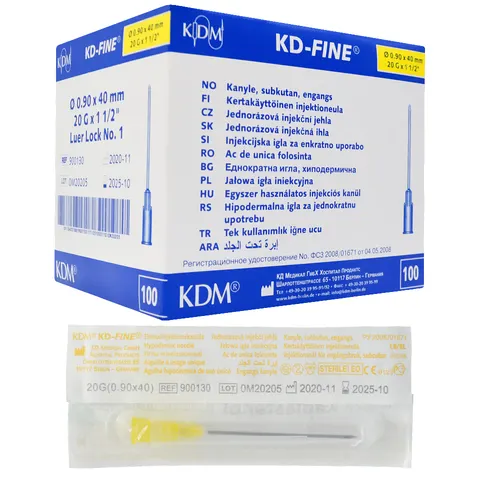 KD-Fine Igły iniekcyjne 0.90 x 40mm 20G sterylne - 100 szt.