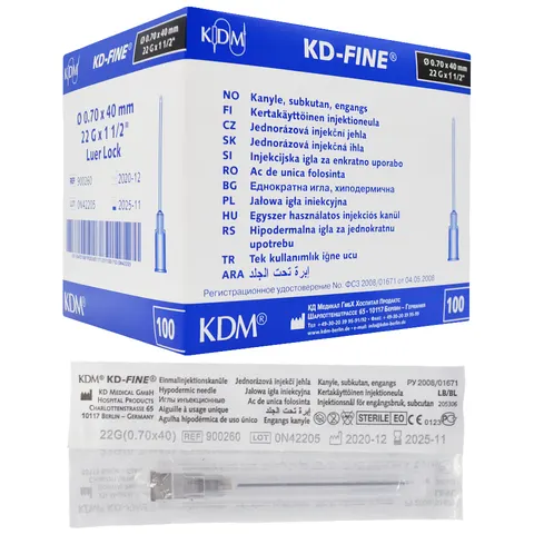KD-Fine Igły iniekcyjne 0.70 x 40mm 22G sterylne - 100 szt.