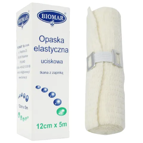 Opaska uciskowa elastyczna bandaż 12cm x 5m BIOMAR kartonik