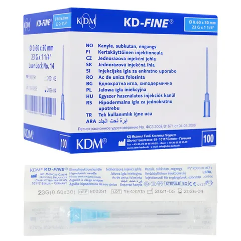 KD-Fine Igły iniekcyjne 0.60 x 30mm 23G sterylne - 100 szt.