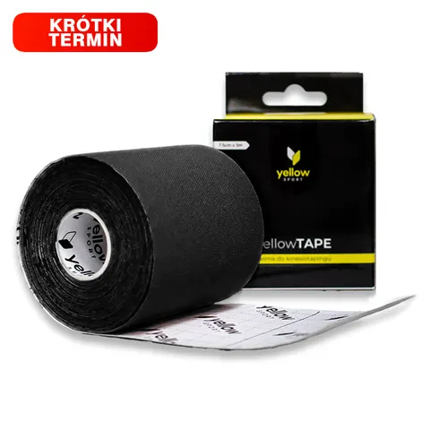 yellowTAPE Taśma do kinesiotapingu 7,5cm x 5m CZARNA | (TERMIN DO 14.08.2025)