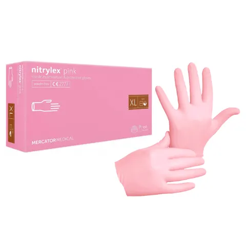 Rękawiczki nitrylowe Nitrylex PINK rozm. XL - 100 szt. RÓŻOWE BEZPUDROWE