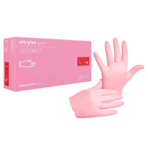 Rękawiczki nitrylowe Nitrylex PINK rozm. L - 100 szt. RÓŻOWE BEZPUDROWE
