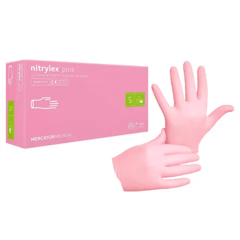 Rękawiczki nitrylowe Nitrylex PINK rozm. S - 100 szt. RÓŻOWE BEZPUDROWE