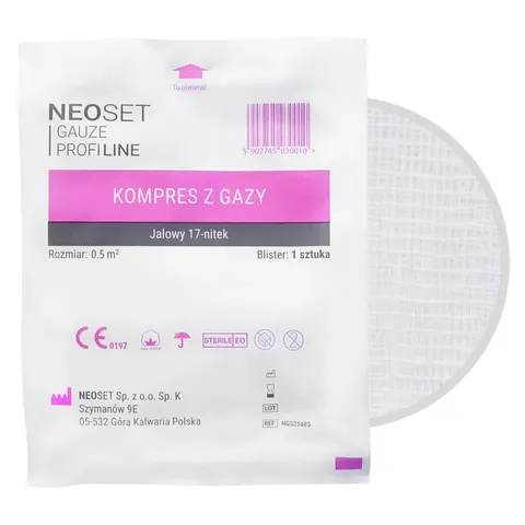 Kompres gazowy jałowy 0.5m² - 1/2m 17N NEOSET PROFI LINE - 1 szt.
