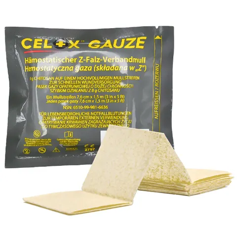 Opatrunek hemostatyczny gaza Z-Fold 7,6cm x 1,5m CELOX GAUZE - 1 szt.