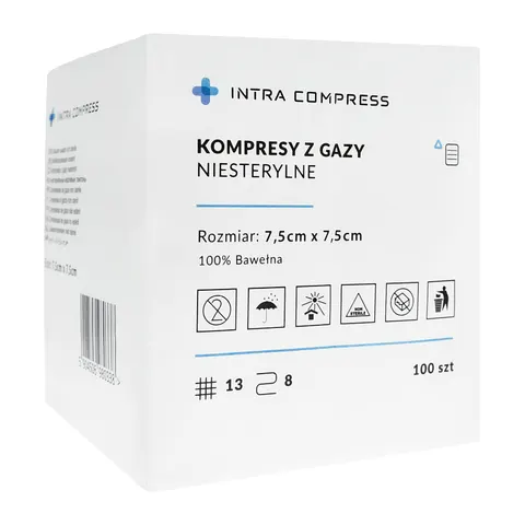 Kompresy gazowe niejałowe 7,5x7,5 cm INTRA COMPRESS - 100 szt.