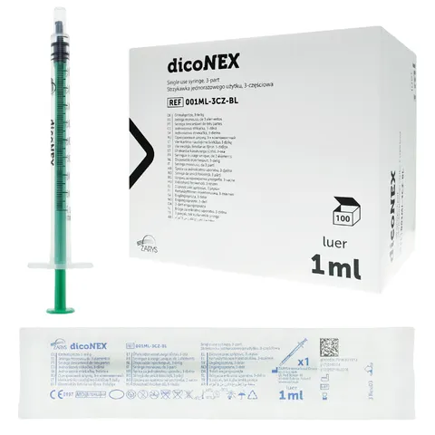 dicoNEX Strzykawka 3-częściowa luer 1ml - 100 szt.