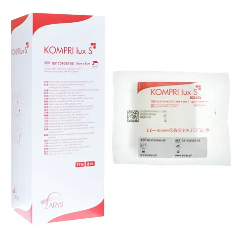 Kompresy gazowe jałowe 5x5 cm KOMPRI lux S - 150 szt. (50 blistrów A'3)