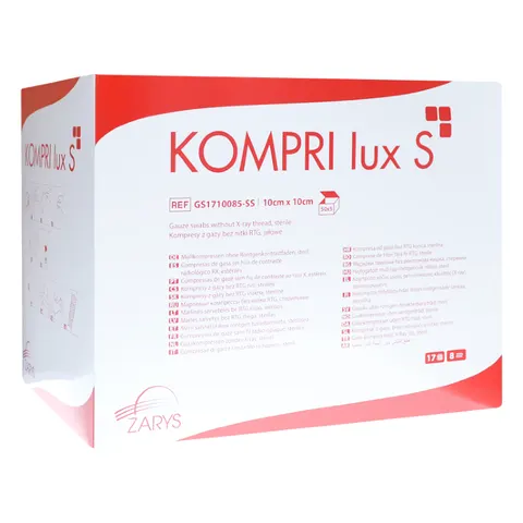 Kompresy gazowe jałowe 10x10 cm KOMPRI lux S - 250 szt. (50 blistrów A'5)