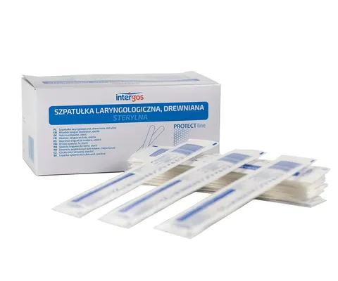 Szpatułki laryngologiczne drewniane sterylne/jałowe Intergos - 100 szt.