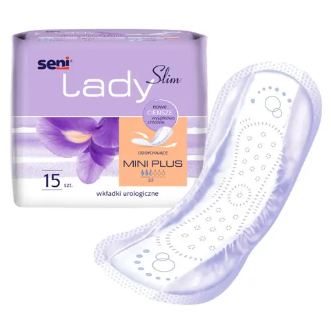 Seni Lady Slim MINI PLUS - Wkładki urologiczne anatomiczne 15 szt. (Chłonność: 2,5/6)