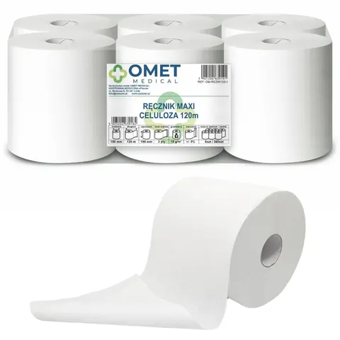 Ręcznik w rolce - czyściwo 120m 2W 100% celuloza OMET MEDICAL - 1 rolka