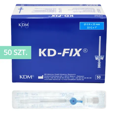KD-FIX® Kaniula dożylna - wenflon 0,9 x 25 mm 22G NIEBIESKI - 50 szt.