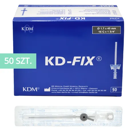 KD-FIX® Kaniula dożylna - wenflon 1,7 x 45 mm 16G SZARY - 50 szt.