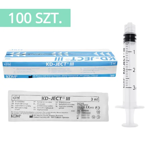 KD-JECT® III Strzykawka 3ml 3-częściowa LUER LOCK - 100 szt. (REF: 831915)