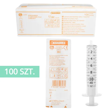 MARGOMED LUXINJECT Strzykawka 10ml 2-częściowa LUER - 100 szt.
