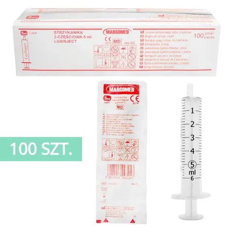 Strzykawka 2-częściowa 5ml Luer Slip 100szt Margomed