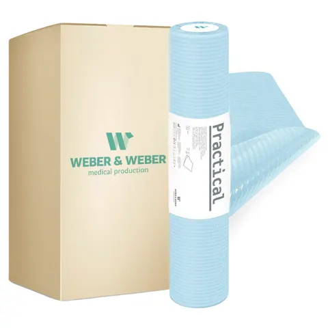 Prześcieradło podkład podfoliowany medyczny 60cm x 50m NIEBIESKI - 12 szt. Practical