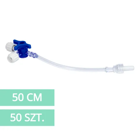 Kranik trójdrożny z przedłużaczem dren 50cm - 50 szt.