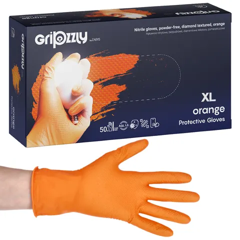 GRIPZZLY Rękawice Nitryl Bezpudrow Orange 50szt XL