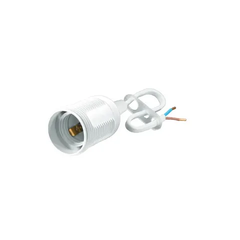 Oprawka termoplastyczna montażowa E27-1 ,z przewodem 190mm, biała