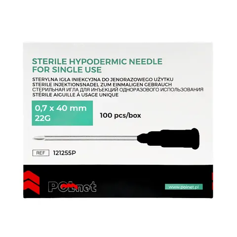 POLNET Igły iniekcyjne 0,7x40mm 22G sterylne - 100 szt. | REF: 121255P