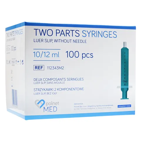 POLNET Strzykawka 10ml 2-częściowa LUER - 100 szt. | REF: 112343M2