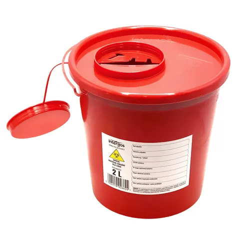Pojemnik na odpady medyczne 2L niski czerwony Intergos - 1 szt.