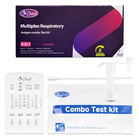 Dvot Test combo 9w1 - grypa A/B + SARS-CoV-2 + RSV + AdV + hMPV + PIV 1/3 + PIV 2 + Mycoplasma pneumoniae
