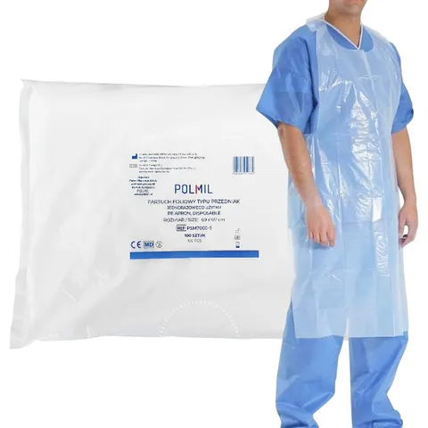Fartuch foliowy jednorazowy 69cm x 107cm POLMIL - 100 szt. | REF: PSM7000-S