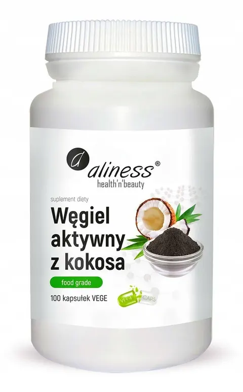 Aliness węgiel aktywny z kokosa 100 caps.