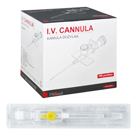 I.V. CANNULA Kaniula dożylna - wenflon 0,7 x 19 mm 24G POLNET - 100 szt. | REF: 121709P