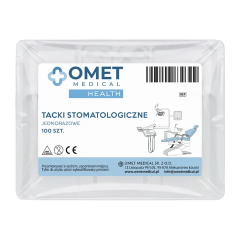 Tacki stomatologiczne jednorazowe OMET MEDICAL białe - 100 szt. | REF: 39339