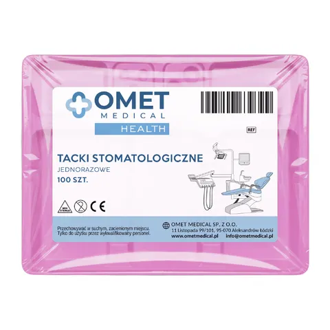 Tacki stomatologiczne jednorazowe OMET MEDICAL różowe - 100 szt. | REF: 39405