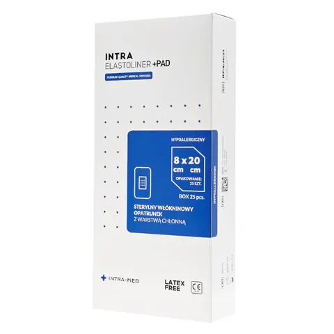 INTRA ELASTOLINER +PAD - Samoprzylepny opatrunek chłonny 8x20cm - 25 szt. | REF: IEP/8/20/25