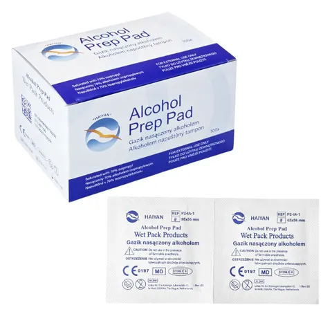 Gaziki nasączone 70% alkoholem 65x56 mm Alcohol Prep - 100 szt. | REF: P2-IA-1